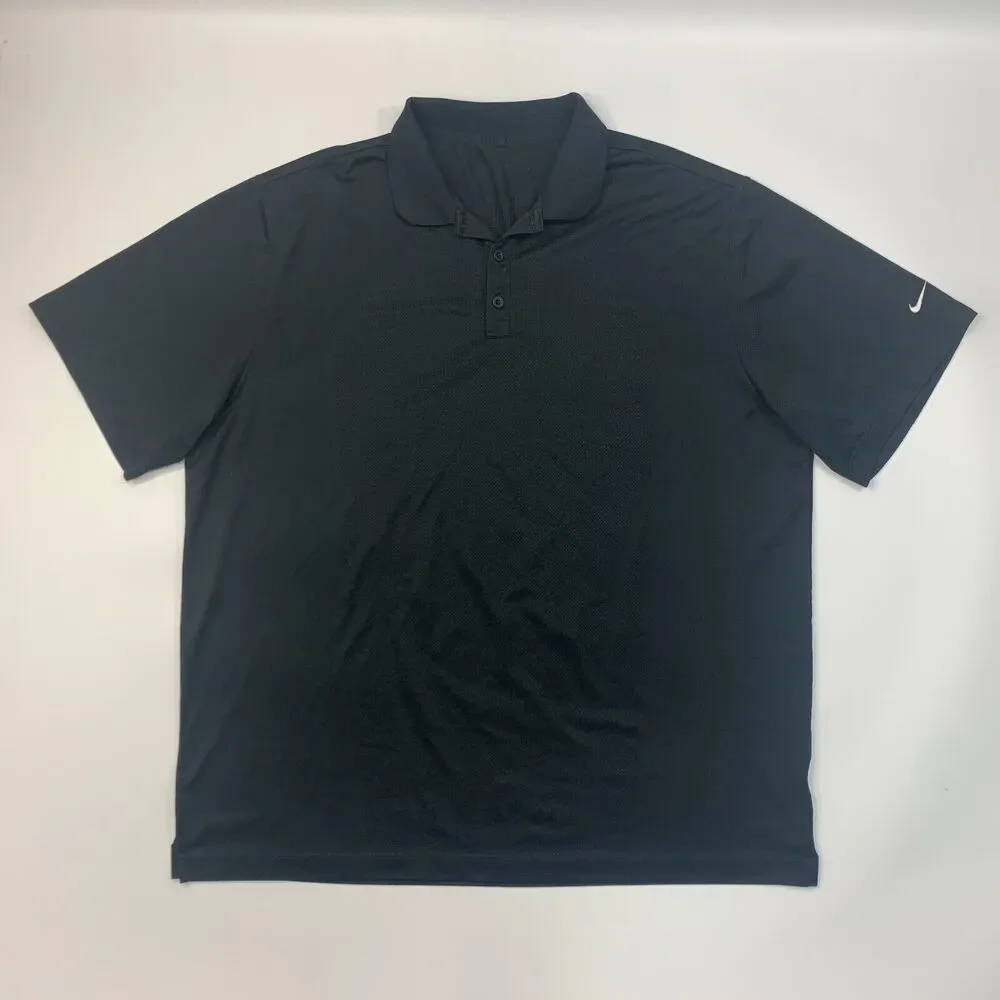 Nike Polo Shirt Mens 2XL XXL Black Short Sleeve Collared Golf Golfer Golfing